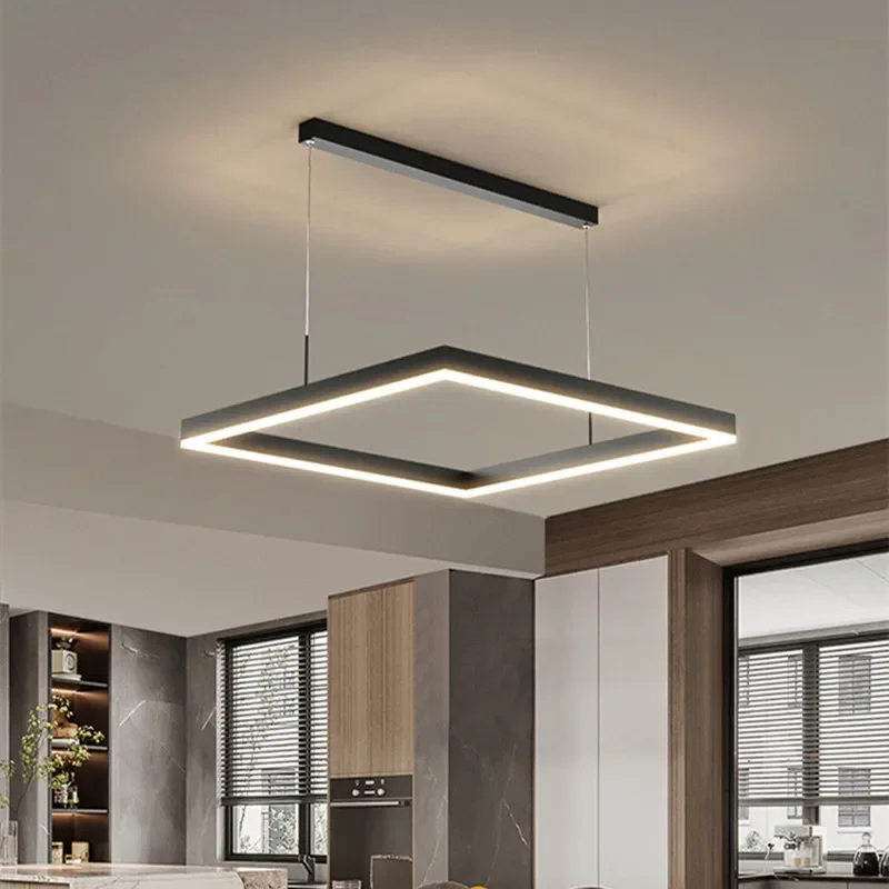 Modern Minimalism Led Chandelier Foyer Simple Pendant Chandelier Lighting Square Lustre Led Suspend Chandelier Lamp Led Light