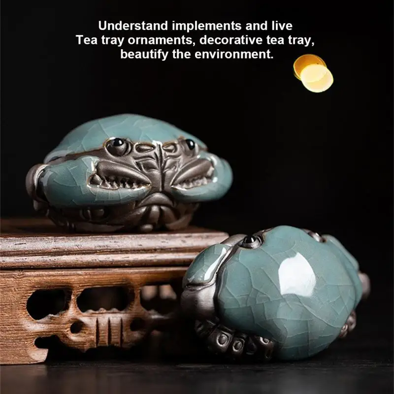 Ge Kiln Cracked Glaze Crab Tea Play Handmade Kongfu TeaPet Decoration Chinese Tea Table Ceremony Accessories Pet tea pet ornaments