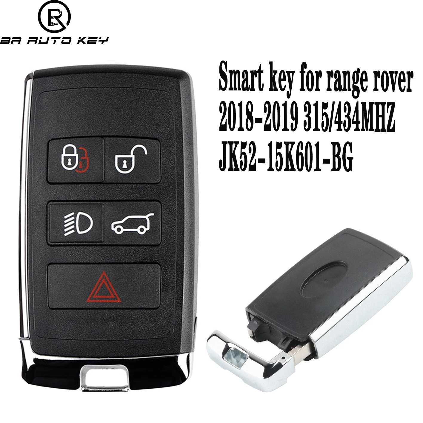 5buttons Smart Remote Car Key fob for Land Rover Range Rover Evoque 2018-2023 315MHz 434MHz Fob JK52-15K601-BG JK52-15K601-DJ