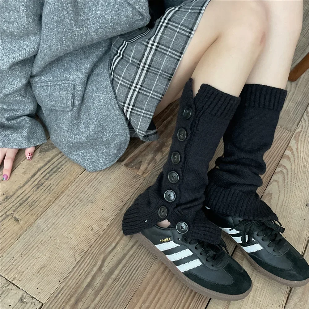 양모 캐시미어 발 커버 무릎 양말, Y2k 레그 워머, 긴 양말 스타킹, 가을 겨울 JK 일본 스타일