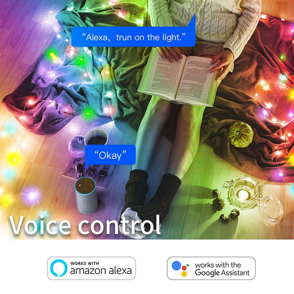 SIXWGH Tuya Smart Wifi Fairy Light Outdoor RGB Garland Festoon LED String Lights Party Garden Wedding with USB Interface Alexa