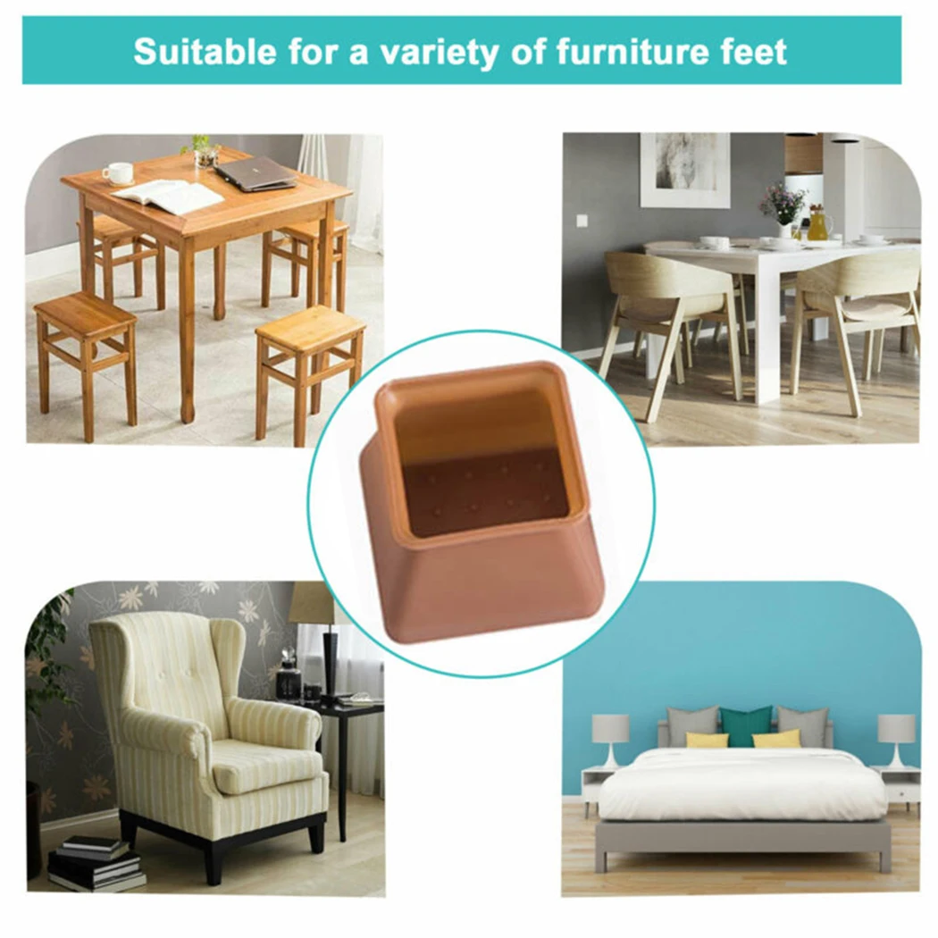 16pcs Chair Leg Protective Cover Thicken Silicone Stool Table Legs Mat Non-slip Floor Table Feet Pads Furniture Legs Caps