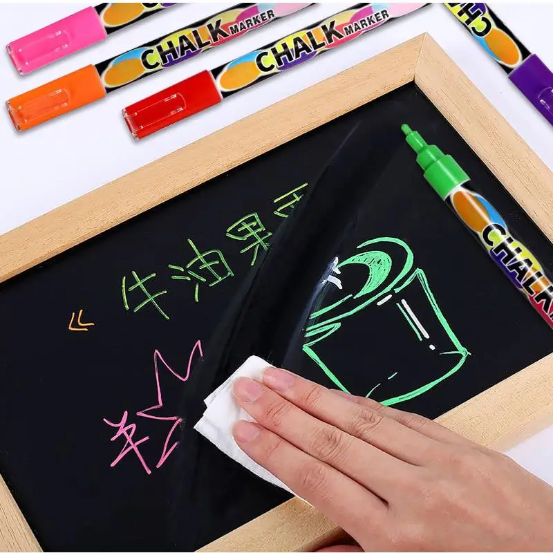 Liquid Chalk Marker Pens Erasable Multi Colored LED Writing Board Glass Window Art Marker Children Painting Blackboard Painting