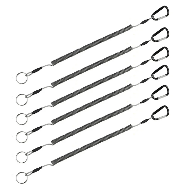 Description Picture 5 of item12 Pcs Security Gear Tools Retractable Elastic Ropes Steel Key Rings Fishing Lanyard Lure Pliers Carabiner Tether for Outdoor
