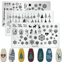 1pcs Snowflake Christmas Nail Stamping Plates Cartoon Christmas Tree Elk Winter Theme Template Mold Nail Art Stencil Tools 1