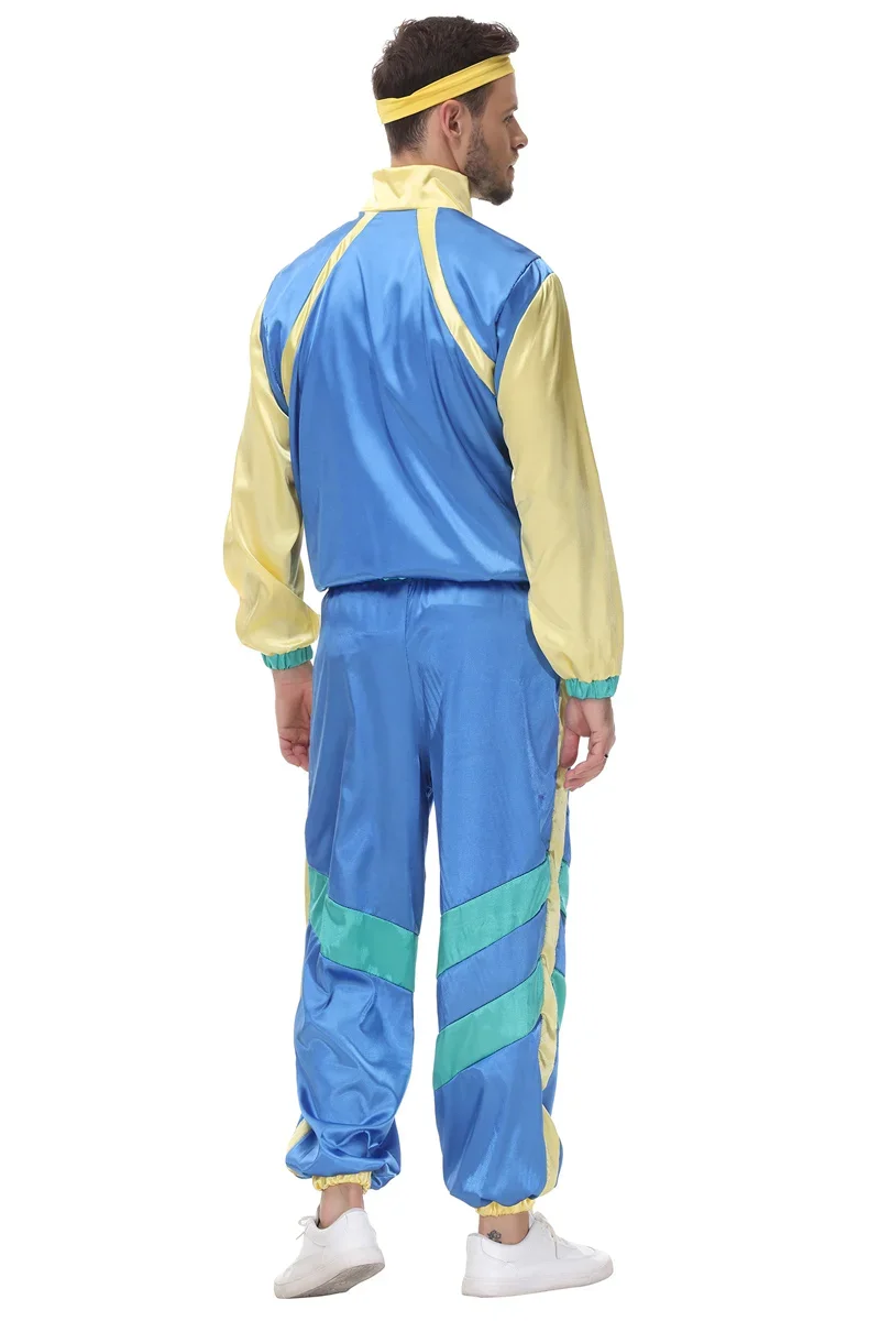 Men Vintage 80's 90's Hippie Costume Retro Hip Hop Disco Party Cosplay Fancy Dress Up Halloween Clothing