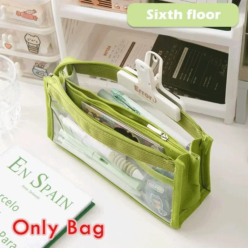 

Сумка из ПВХ, внешний вид, искусственное хранение, прозрачная, шесть слоев, большой канцелярский материал