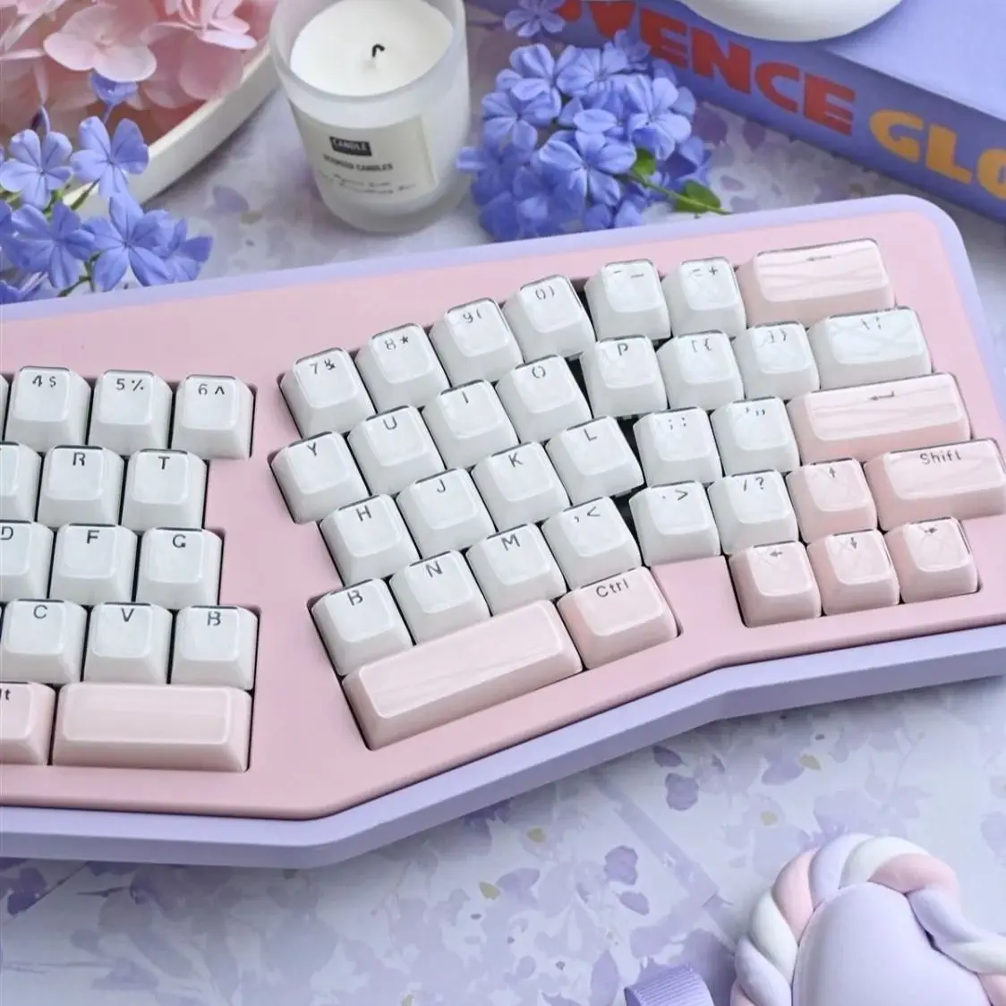 Teclado Mecânico Translúcido para Alice Cor-de-rosa Perfil Mda Branco Faça Você Mesmo Retroiluminado Cristal Faça Você Mesmo Diy 135 Chaves - Imagem 6