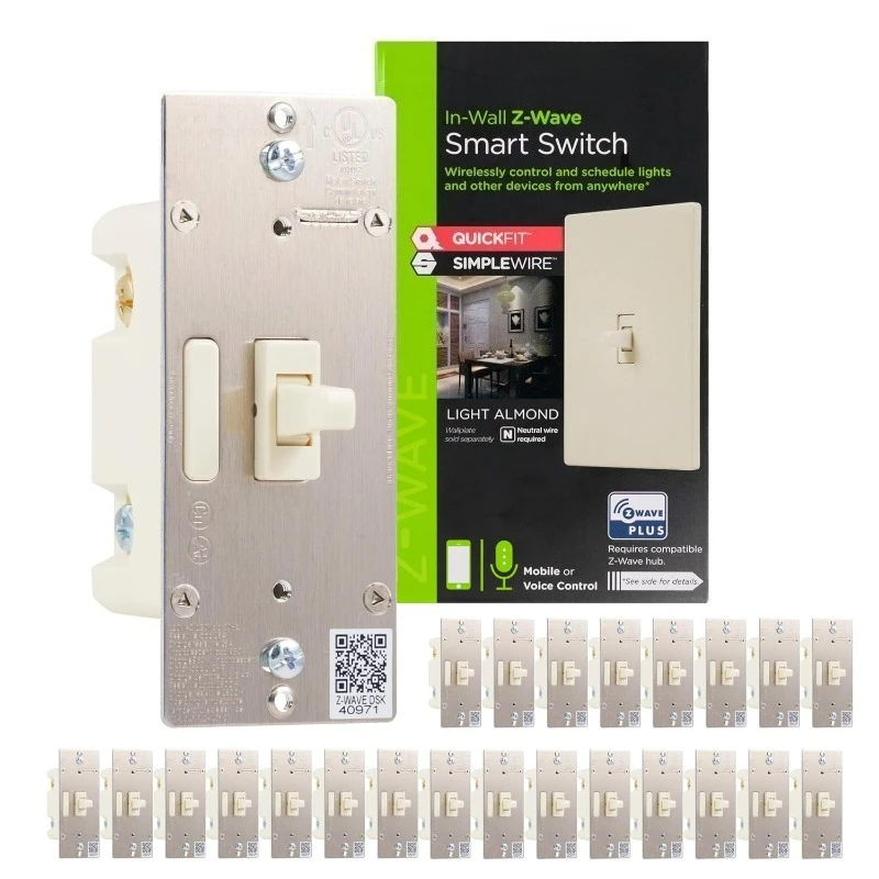 3-Way Ready, Almond Z-Wave Plus Smart Light Switch with QuickFit and SimpleWire, Compatible with Alexa, Google Assistant 2