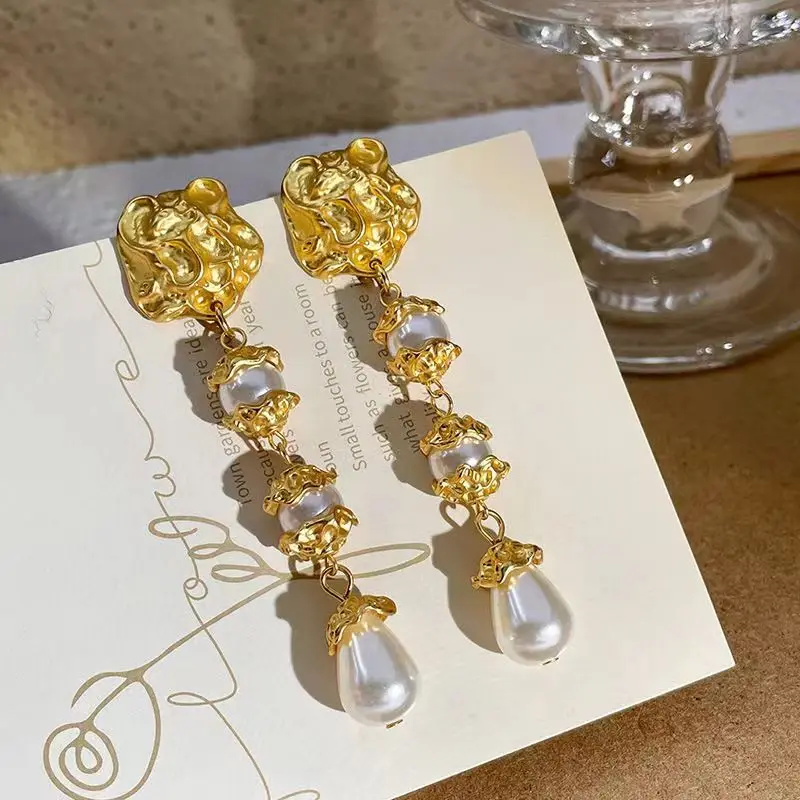 Gold Color Drop Pearl Earrings For Women Jewelry - AliExpress 36