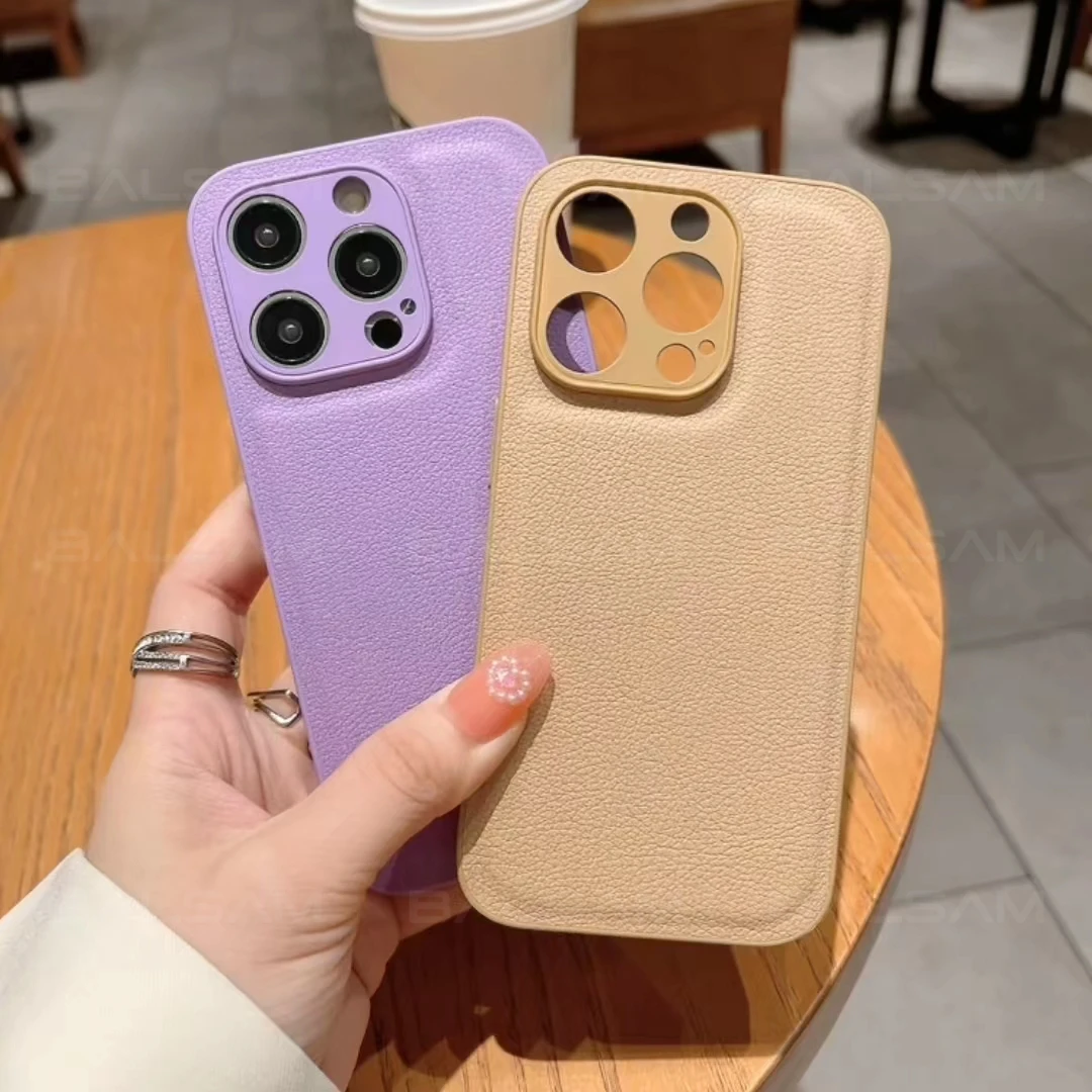 Leather Texture Shockproof Phone Case with Full Camera Protection