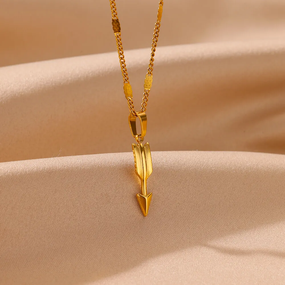 

Stainless Steel Arrow Necklaces For Women Hip Hop Punk Gold Color Aesthetic Wedding Party Necklace 2024 Trendy Jewelry BFF