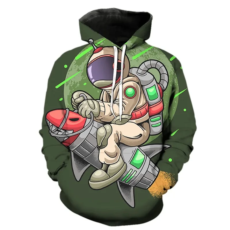 thumbnail image 1 of Sudadera con capucha con estampado 3D de astronauta de dibujos animados para hombres y mujeres, sudaderas casuales de gran tamaño, ropa de calle de hip hop para niños, 1 of 5