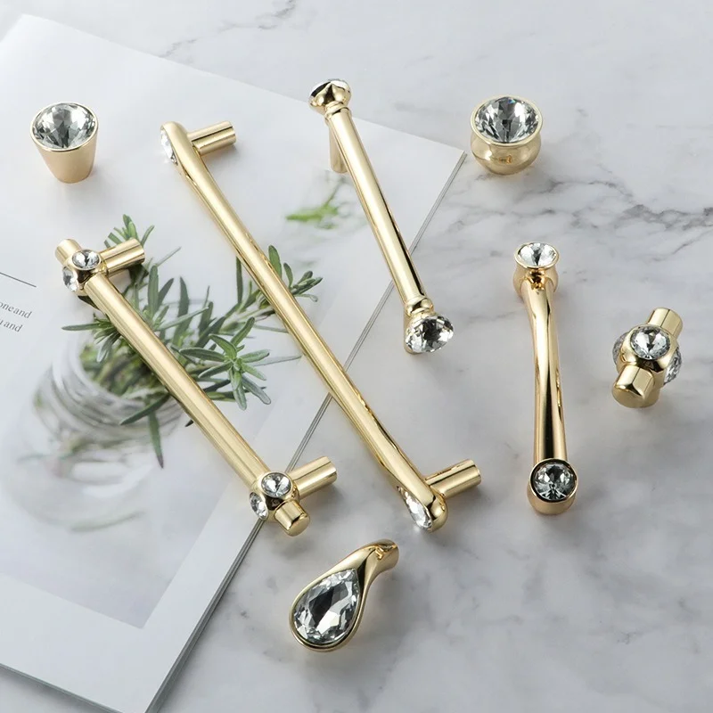 Gold Crystal Wardrobe Door Knobs Gold Door Handles Drawer Pulls Gold Crystal Aliexpress