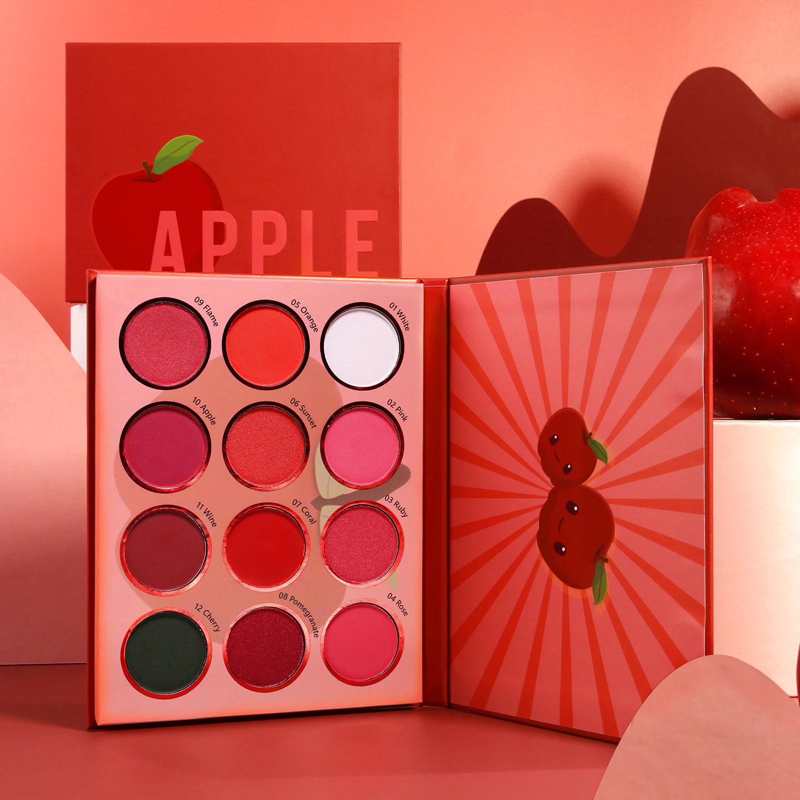 12 Color Red Eyeshadow Palette Makeup Ultra Pigmented Blending Bright Dark Hot True Red Eye Shade Shimmer Eye Shadow