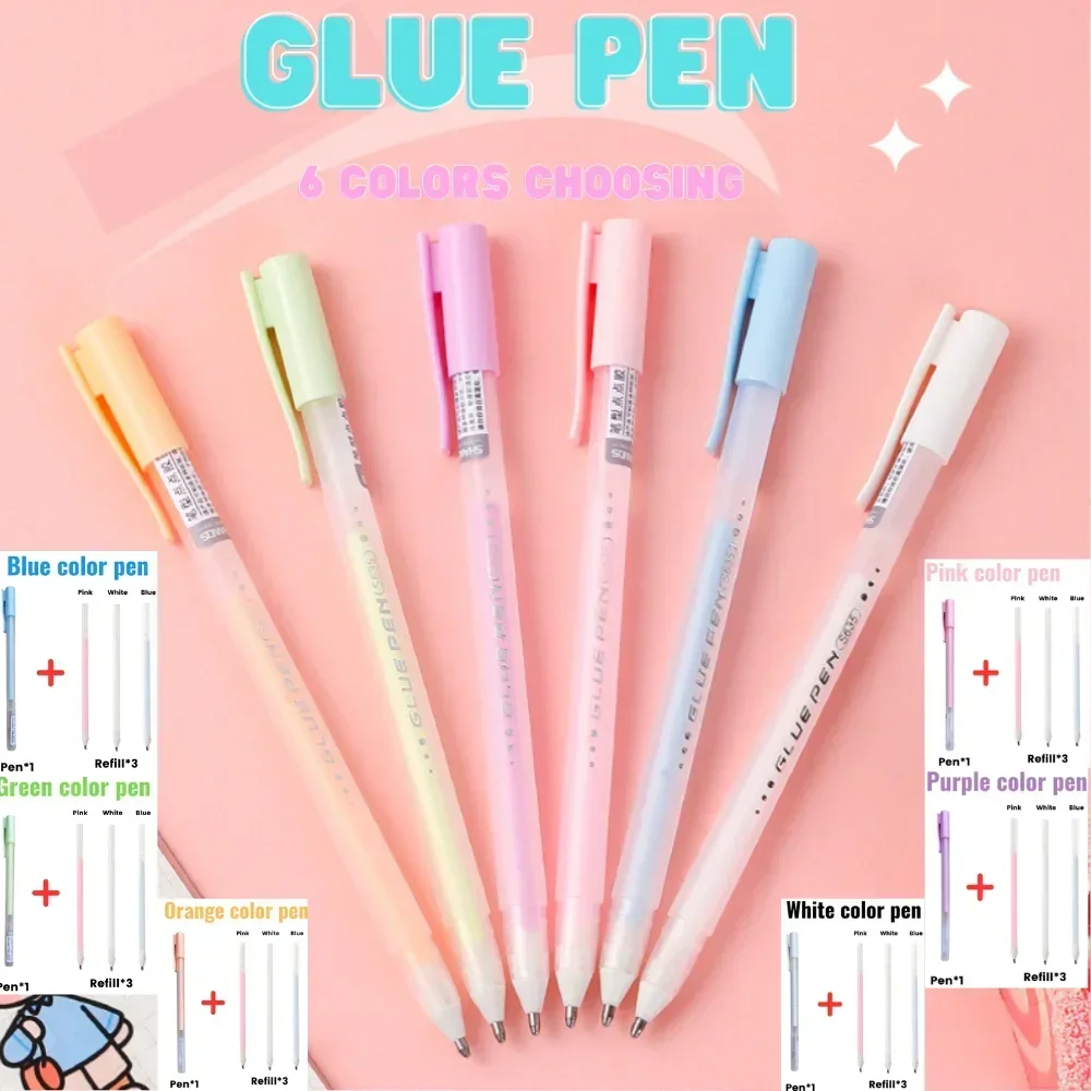 6 Pcs 스크랩북 빠른 건조 접착제 펜 공예 펜 빠른 액체 접착제 펜 스크랩북 Papercrafts에 대 한 설정