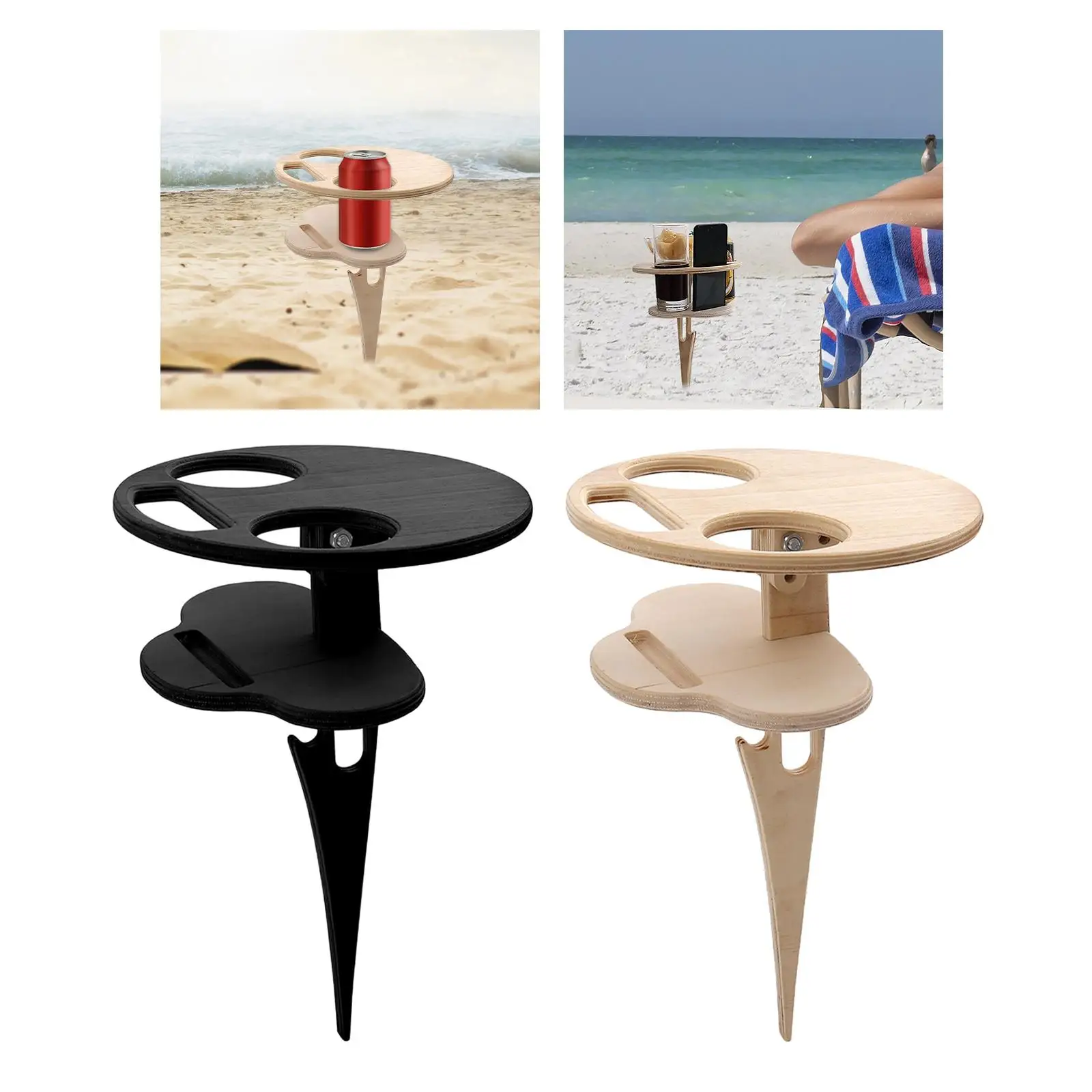 Picnic Table Glass Rack Double Layer Rack for Garden Lawn Beach Outdoors Travel foldable table