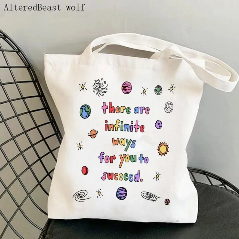 Women Shopper bag I Feel A Lot Of Things Printed CanvasTote Bag Harajuku Shopping Canvas Shopper Bag girl Tote Shoulder Bag