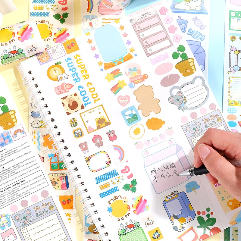

5cm*2M Kawaii Collection of Cute Creatures Washi Tape Masking Tapes Stickers Stationery Scrapbooking Diy Journal Art Supplies