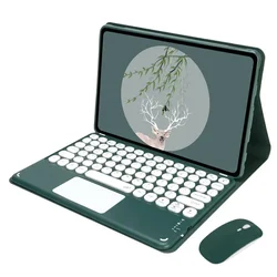 Enhanced Keyboard Case with Detachable Bluetooth for Italian (Dark green mouse)