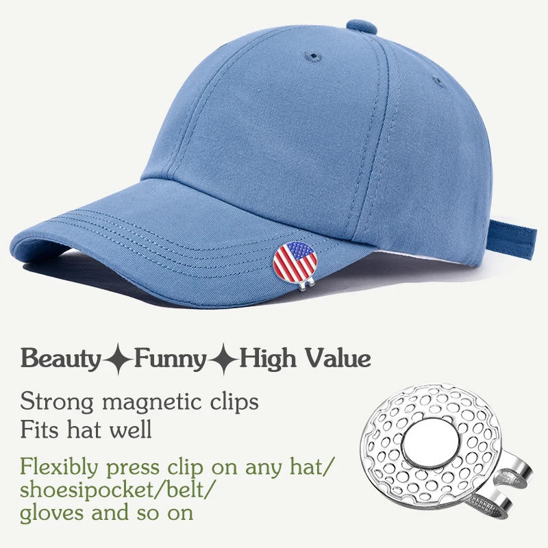 New Golf Ball Hat Clip I Love USA American Flag Design Magnetic Alloy Marker Golf Caps Clips Accessories Gift for Lover