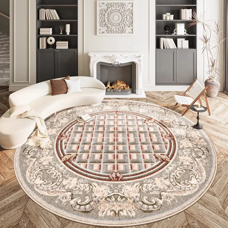 Round Living Room Carpet Nordic Retro Large Area Bedroom Bedside Rugs Light Luxury High-end Decorative Sofa Coffee Table Mats 러그