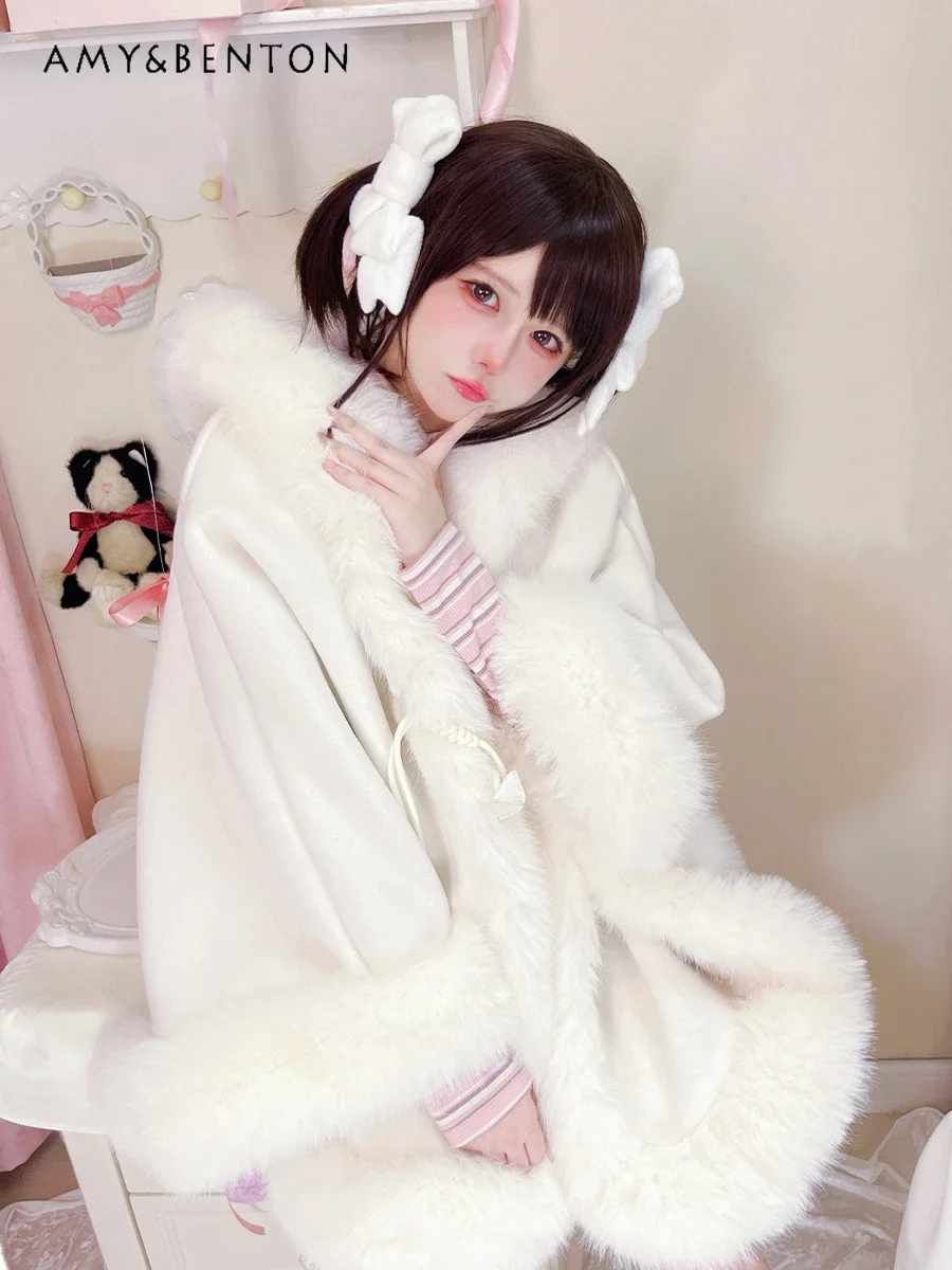 Lolita Cloak Thickened Wool Coat Women Winter New Japanese