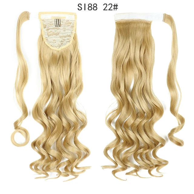 My-Diva Long Straight Heat Resistant Synthetic Ponytail Hair Extension Wrap Around  Fake Hair Clip In Brown Pony Tail curls-22