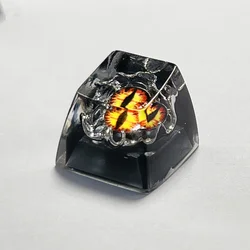 Artisan Resin Keycaps with Sun, Moon, and Star Design (Black - yellow eye)