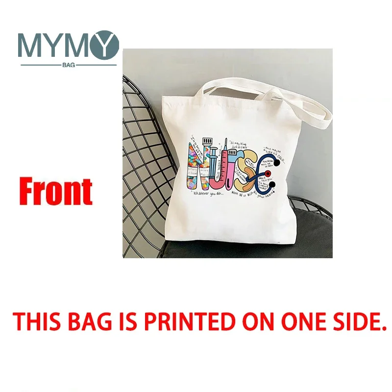 1 Adorable Cat Shopping Canvas Tote Bag - "I Got 99 Problems" Design with Cartoon Cat & Sweet Treats Illustration for Daily Use 6