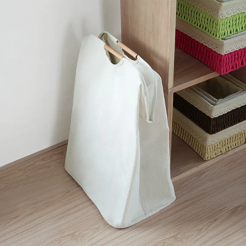Foldable Laundry Hamper Basket Handbags Shopping Utility Tote Bag for storage or travel Off White