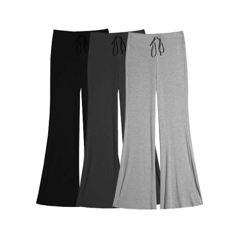 여름용 얇은 캐주얼 루즈핏 모달 벨보텀 아이스 실크 임산부용 바지 편안한 비임산부용 아우터 롱 팬츠