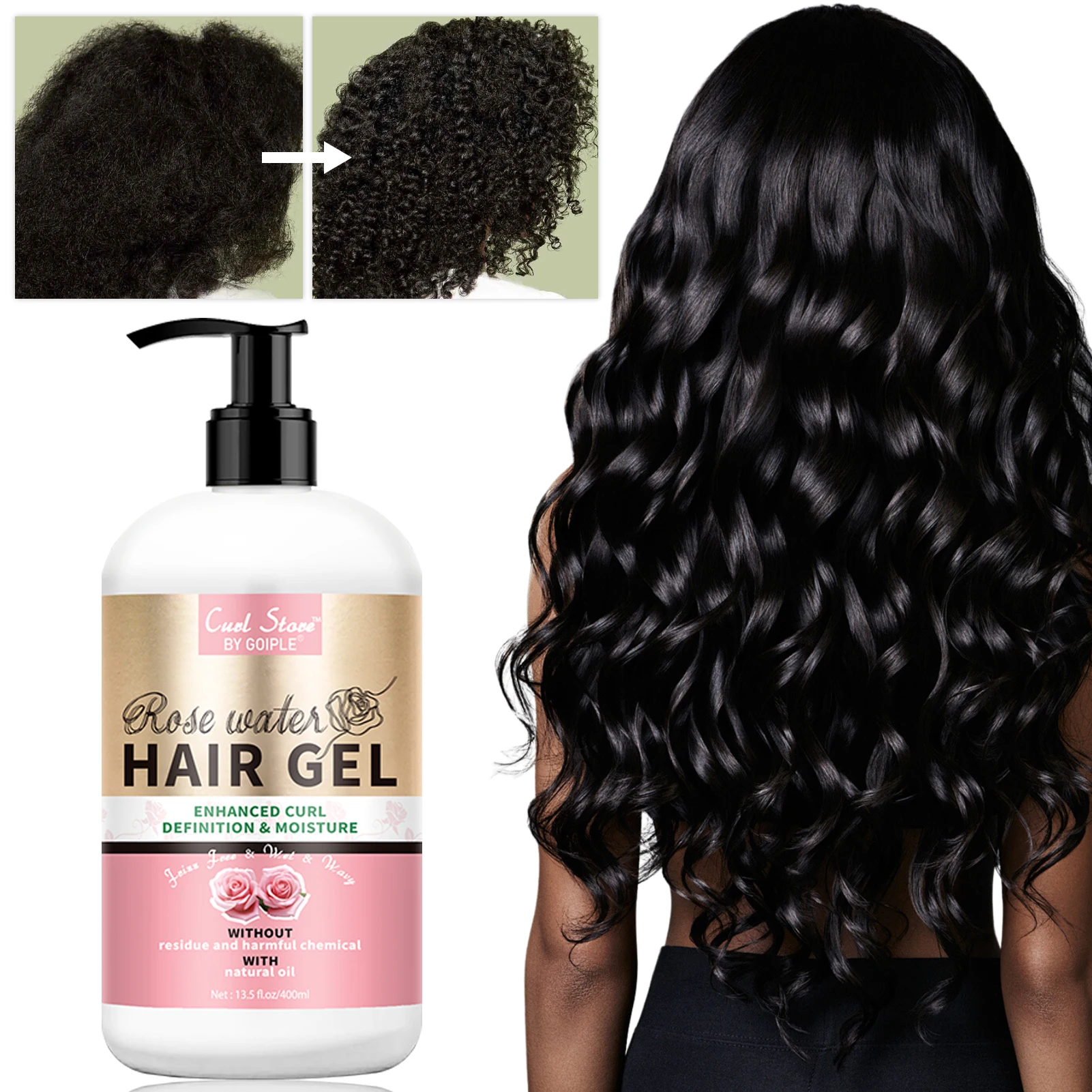 Hair Care Products Hair Gel for Curl Define Cream Enhanced Wavy Moisturizer Hydrating Conditioner Rose Extract Bouncy Enhancers Flyaways Control