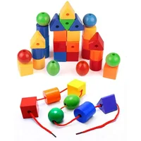 Lacing Beads Toy 25 Stringing Beads 3 Strings Educational Montessori Toys Toddler Crafts Autism Toys for Kids Preschool Children