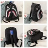 2023 New Shark School Bag Personalized Graffiti Student Backpack Men's and Women's Fashion Trend Travel Bag 3