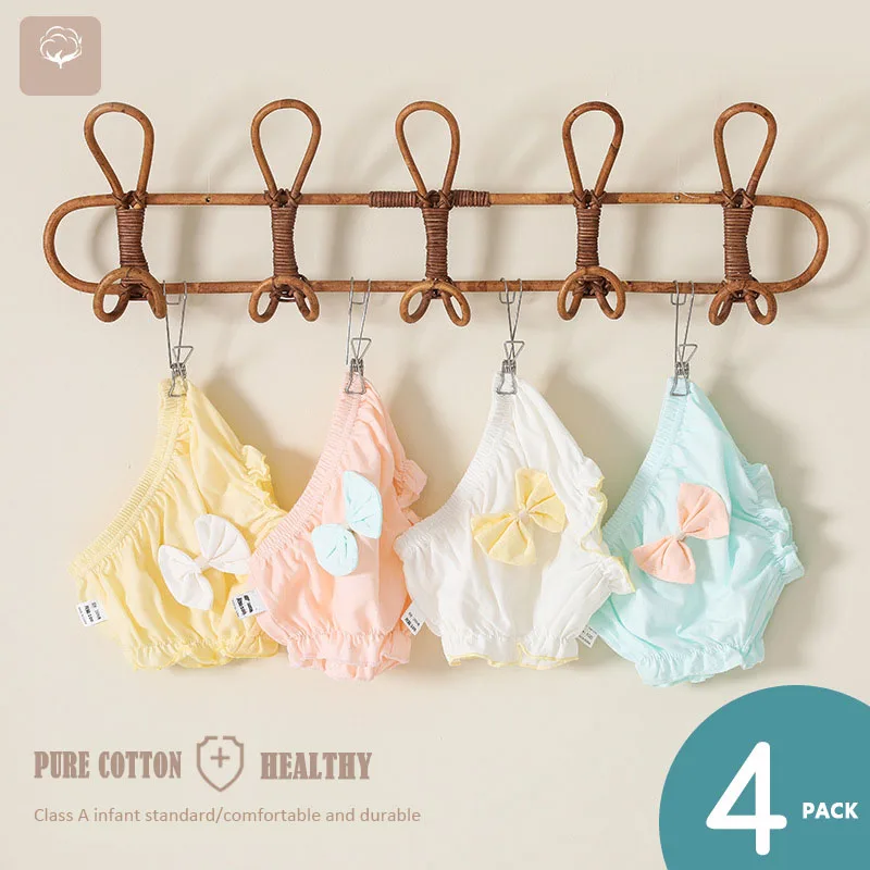 Baby Girls Panties 4 Pcs/Set Pure Cotton Soft Breathable Kids Pants Children Underwear For Girl baby cotton panties