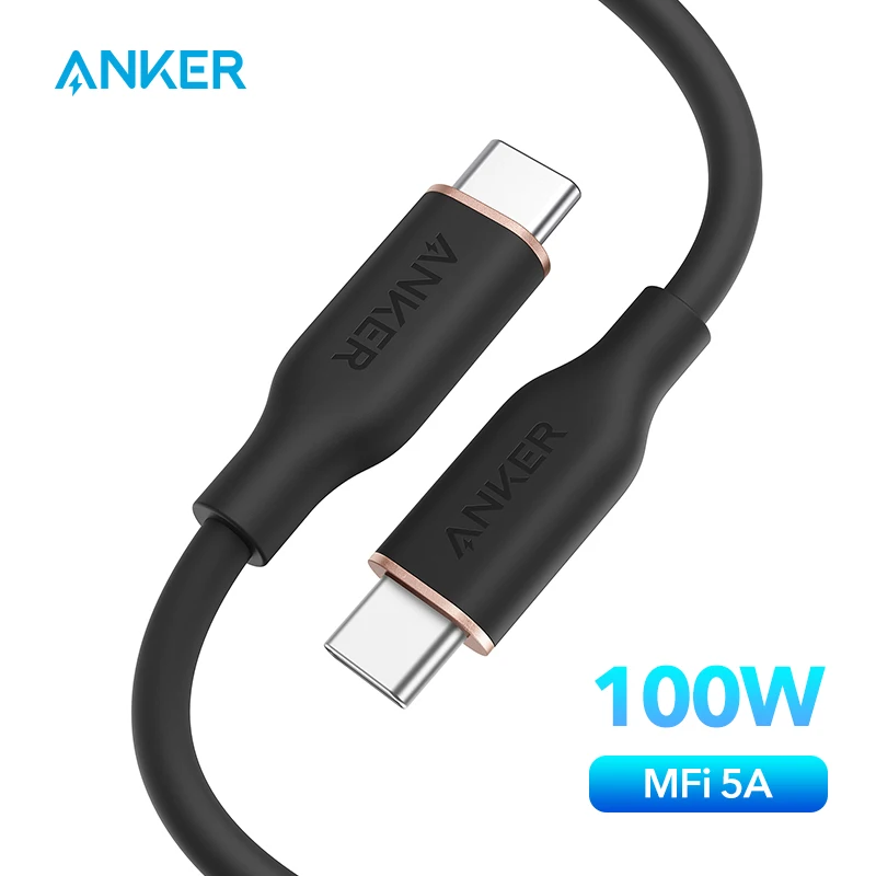 Anker New Nylon USB-C to Lightning Charging Cord 10ft MFi Certified,  Supports Power Delivery, Black