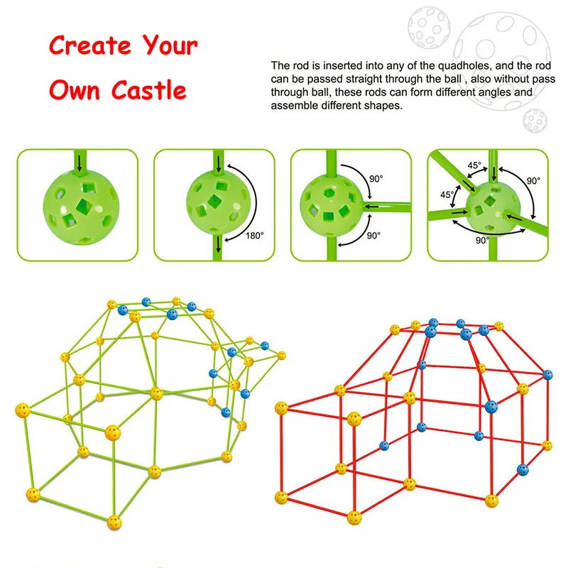 Kids forts building kit Construction Fortress Child Game Tents Fort Build  Kid DIY 3D Assemble Tent Toy Gift for Kids