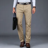 Pantalon décontracté 2024 coton pour hommes, classique, droit, ample, taille haute, élastique, vêtements de marque, nouvelle collection 98% 3