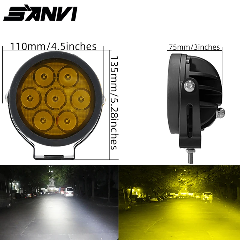 

4.5 Inches LED Car Motorcycle Headlight White Amber Colors 120W LED Work Light Bar for Harley Indian Scout Honda Headlamp