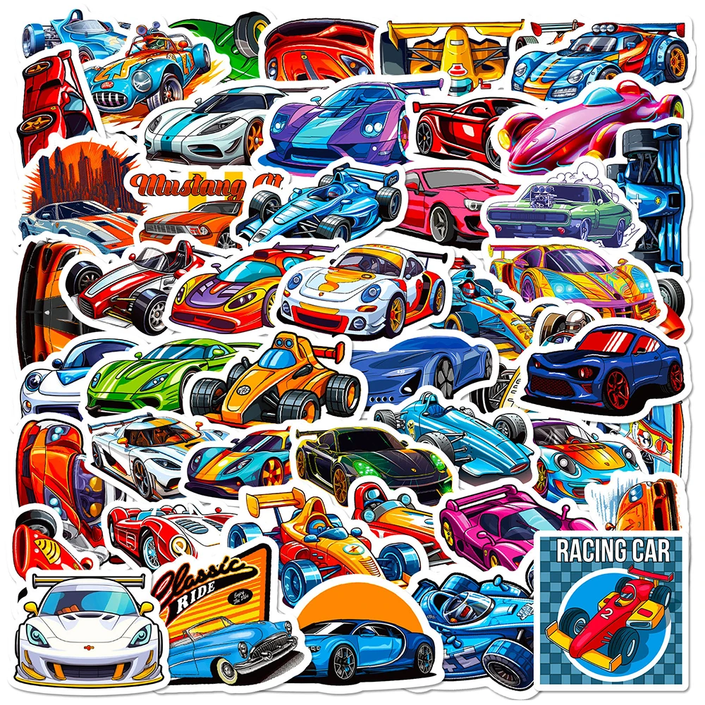 10/30/50PCS Cool Racing Car Cartoon Stickers DIY Motorcycle Travel Luggage Guitar Skateboard Classic Toy Funny Sticker Decals мазь держания skigo 62994 classic racing 1°с 3°с 45 г