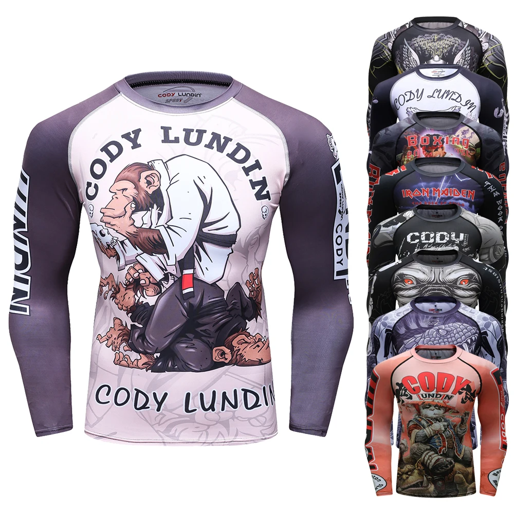 Sports Jiu Jitsu T-shirt BJJ Rash Guard For Men Bjj No GI MMA Ranked Full Sleeve Compression Clothing Boxing Rashguards Shirts sports apparel mens t shirt