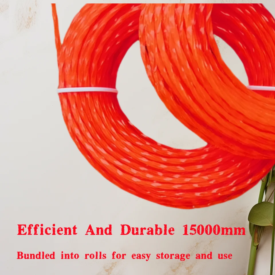 15m*2.0mm/2.4mm/2.7mm/3mm/3.3mm Mowing Nylon Grass Trimmer Rope Brush Cutter Strimmer Line Lawn Mower Accessory grass trimmer rope,brushcutter trimmer rope,lawn mower accessory,string trimmer line,grass trimmer line,grass trimmer accessories