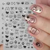 2pcs 3D Cute Silver Smile Dog Decals Y2K Cartoon Cat Footprint Nail Stickers Graffiti Star Heart Bowknot Manicure Slider Decor 1