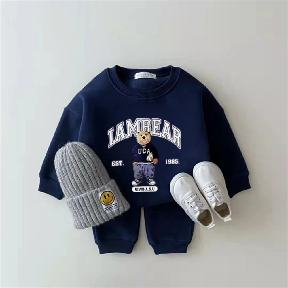 Cartoon Sweatshirts + Hosen Mädchen 2 Stück Set Langarm Outfits Lose Beiläufige Hoodies Einfarbig Jogginghose Kinder Herbst Tragen – Detail 3