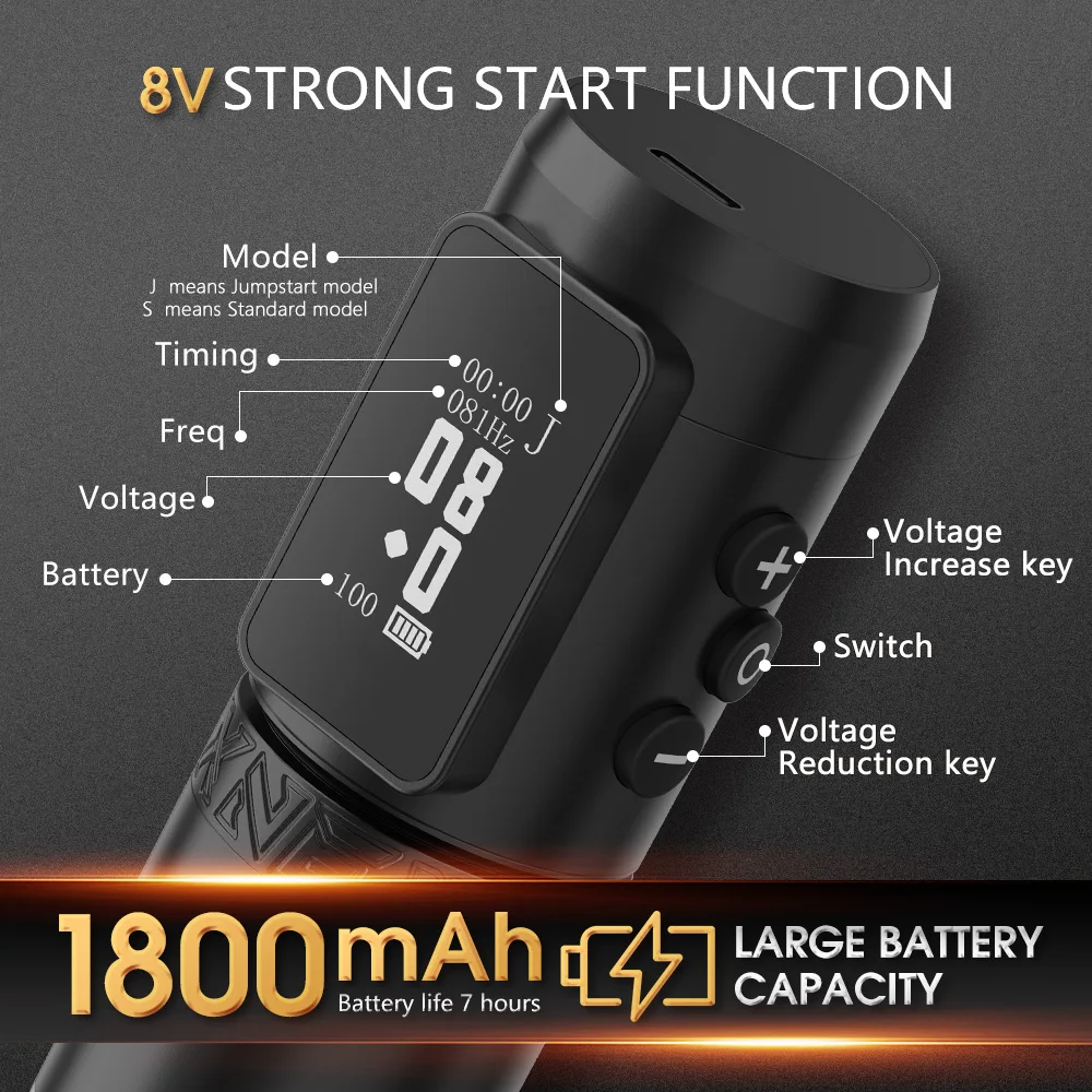 XNET-fuente de alimentación inalámbrica para máquina de tatuaje, batería adicional para Titan 2024 Vipera Bestia Void Vane, pantallas OLED, 4 V-12V