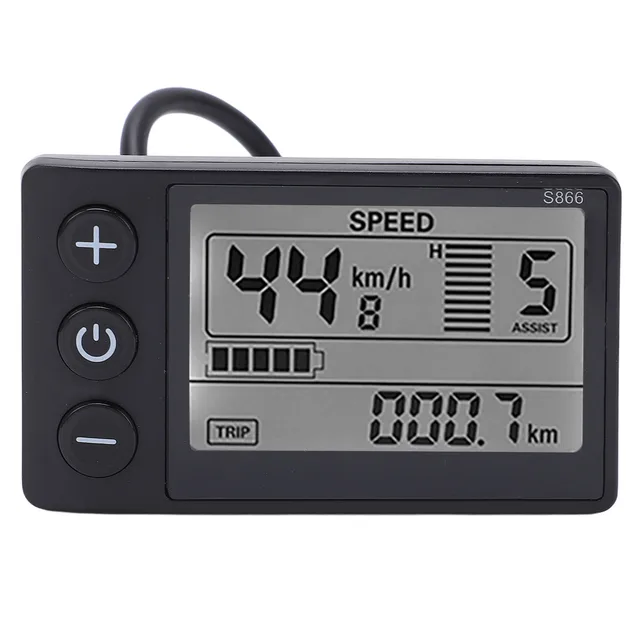 Compteur d'affichage LCD pour vélo électrique, panneau de commande avec prise étanche, 24V, 36V, 48V, S866 1