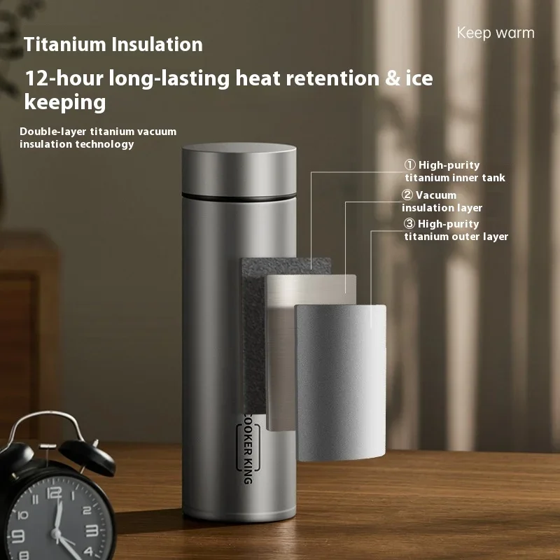 كوب ترمس تيتانيوم 450مل مصفاة شاي