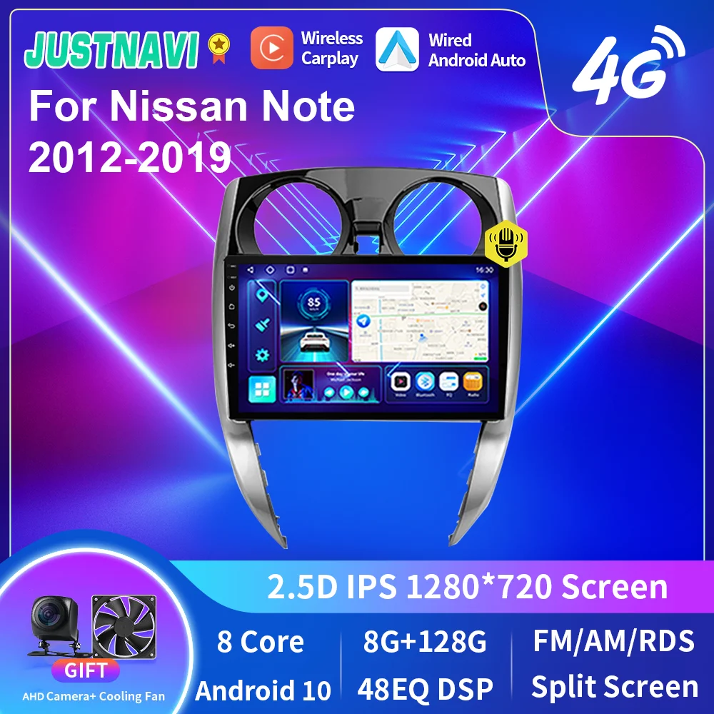 

JUSTNAVI Autoradio For Nissan Note 2012-2019 Multimedia Video Player Android 10.0 V Navigation GPS Stereo BT Carplay IPS Screen