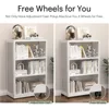 Mobile 3 Tier Bookshelf with Wheels and Adjustable Feet, Metal 3 Shelf Bookcase, Black Heavy Duty Book Shelf for Small Space 4